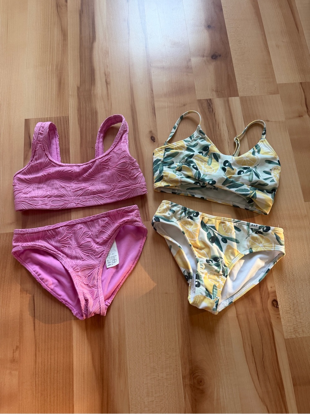 Abercrombie Kids  2-Pack Girls' Bikini Set — Pink Textured + Lemon Floral